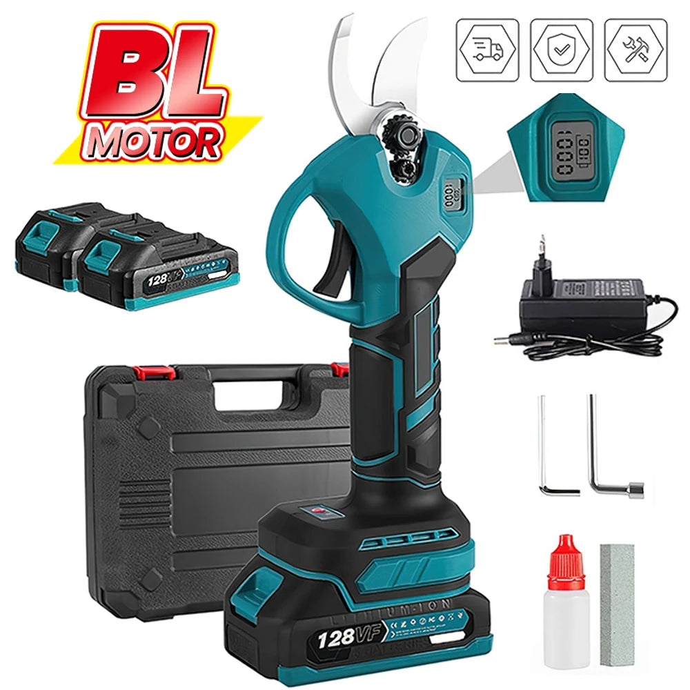 30mm Brushless Electric Pruning Shears 2 Gears Cordless Rechargeable Fruit Tree Bonsai Pruning Power Tool For Makita 18V Battery