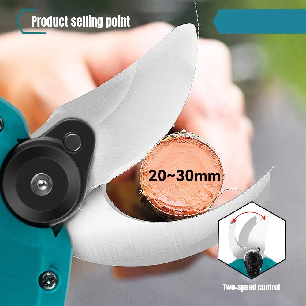 30mm Brushless Electric Pruning Shears 2 Gears Cordless Rechargeable Fruit Tree Bonsai Pruning Power Tool For Makita 18V Battery