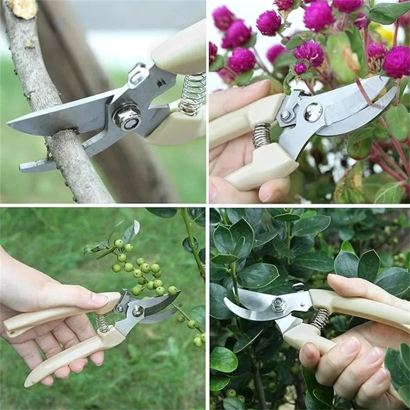 1PC Stainless Steel Pruning Scissors Cutting Multifunctional Flower Tree Branch Bypass Garden Pruner Hand Shear Clipper Tool