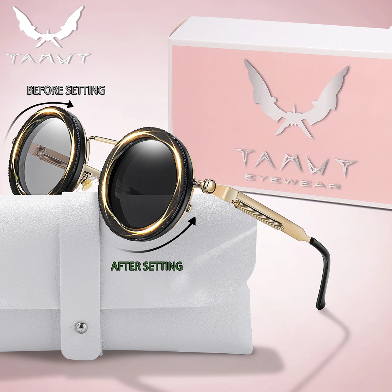 Sonnenbrille Manuelle Verdunkelugsgläser – Metall Vintage in Braun für Unisex